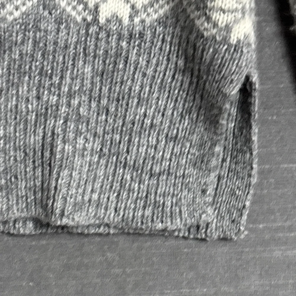 Gap Sweater‎ Womens Medium Gray White Fair Isle Lambswool Crew Pullover Winter